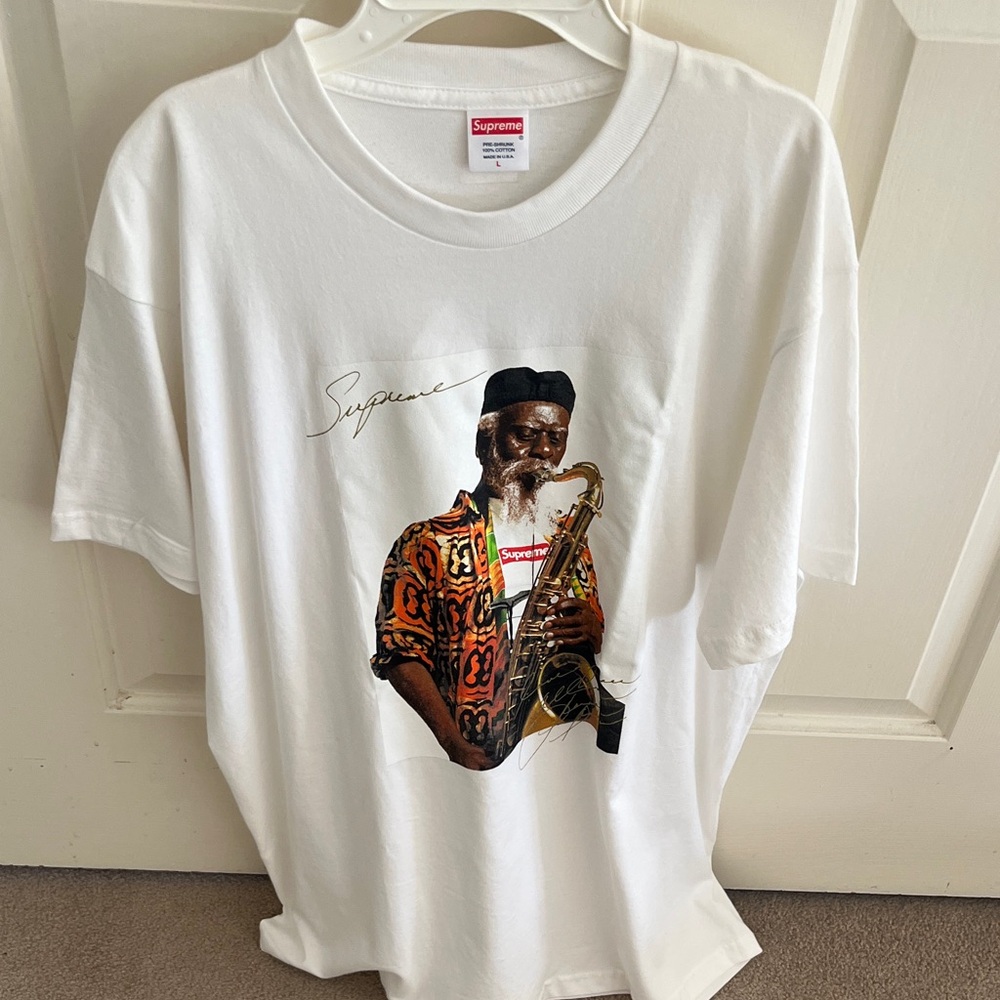 Supreme White Pharoah Sanders Saxophone Graphic Tee Size Large Mens